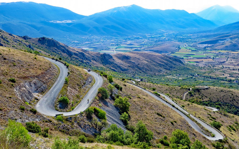 Snaking mountain roads in Italy