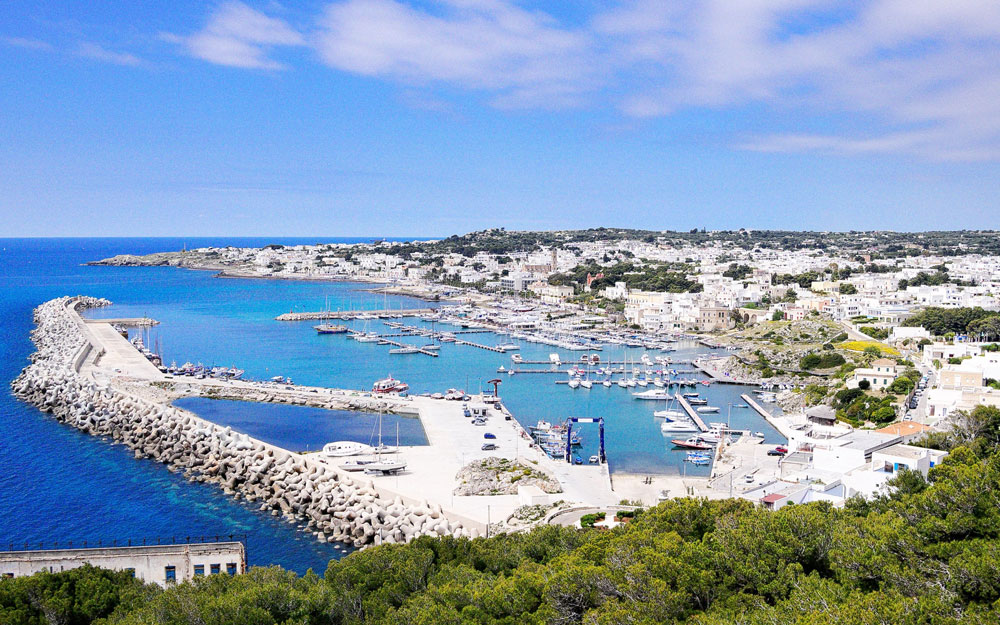 Blue and white coastline of Puglia