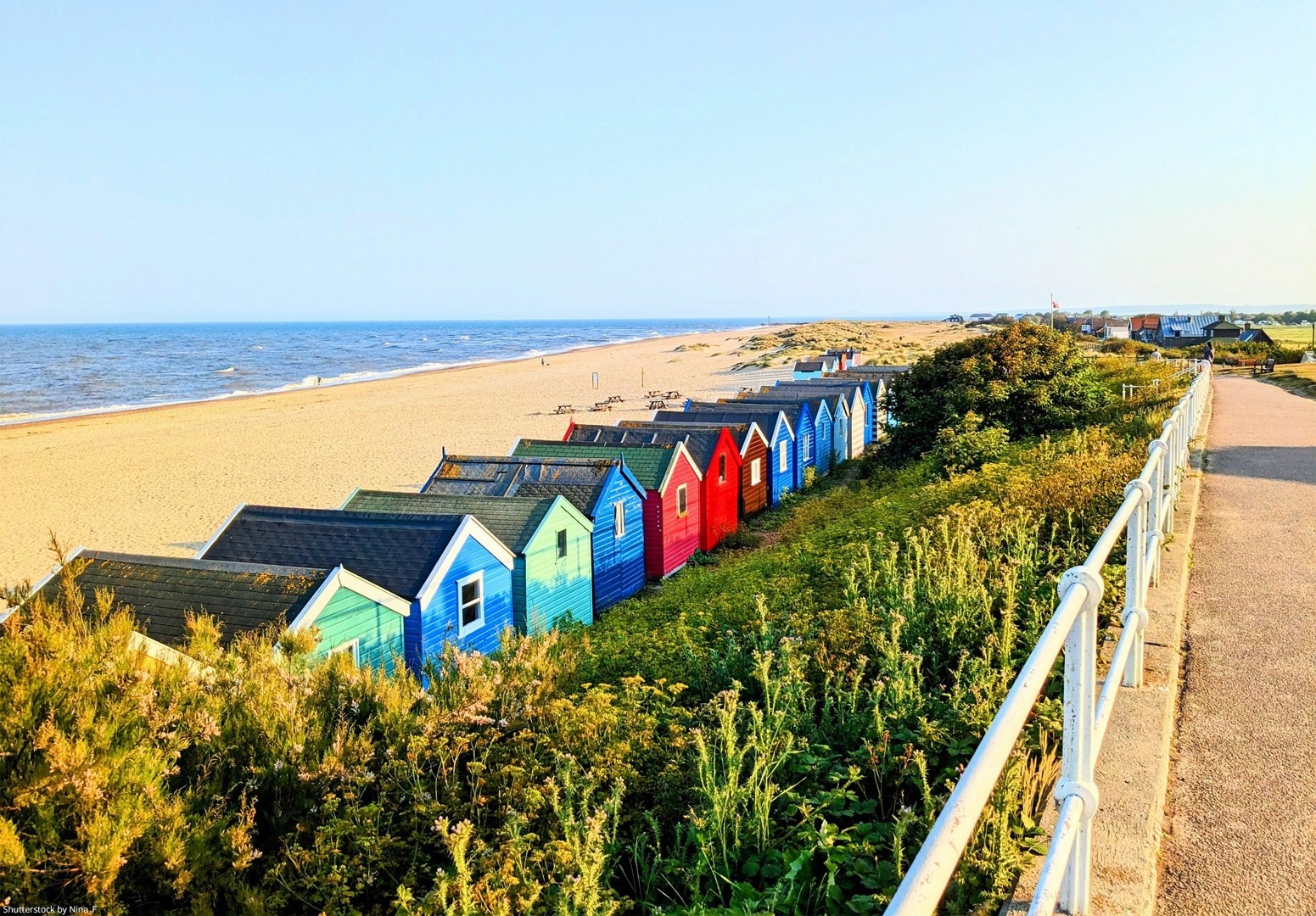 Colourful beach huts in Suffolk