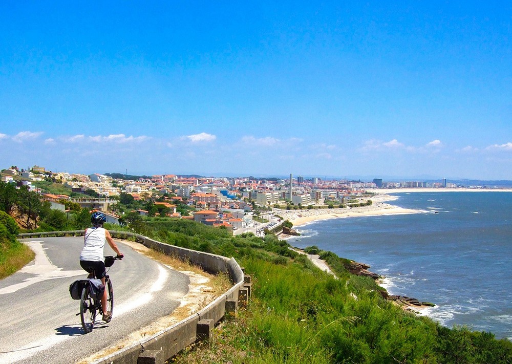 Cycling by the ocean in Portugal