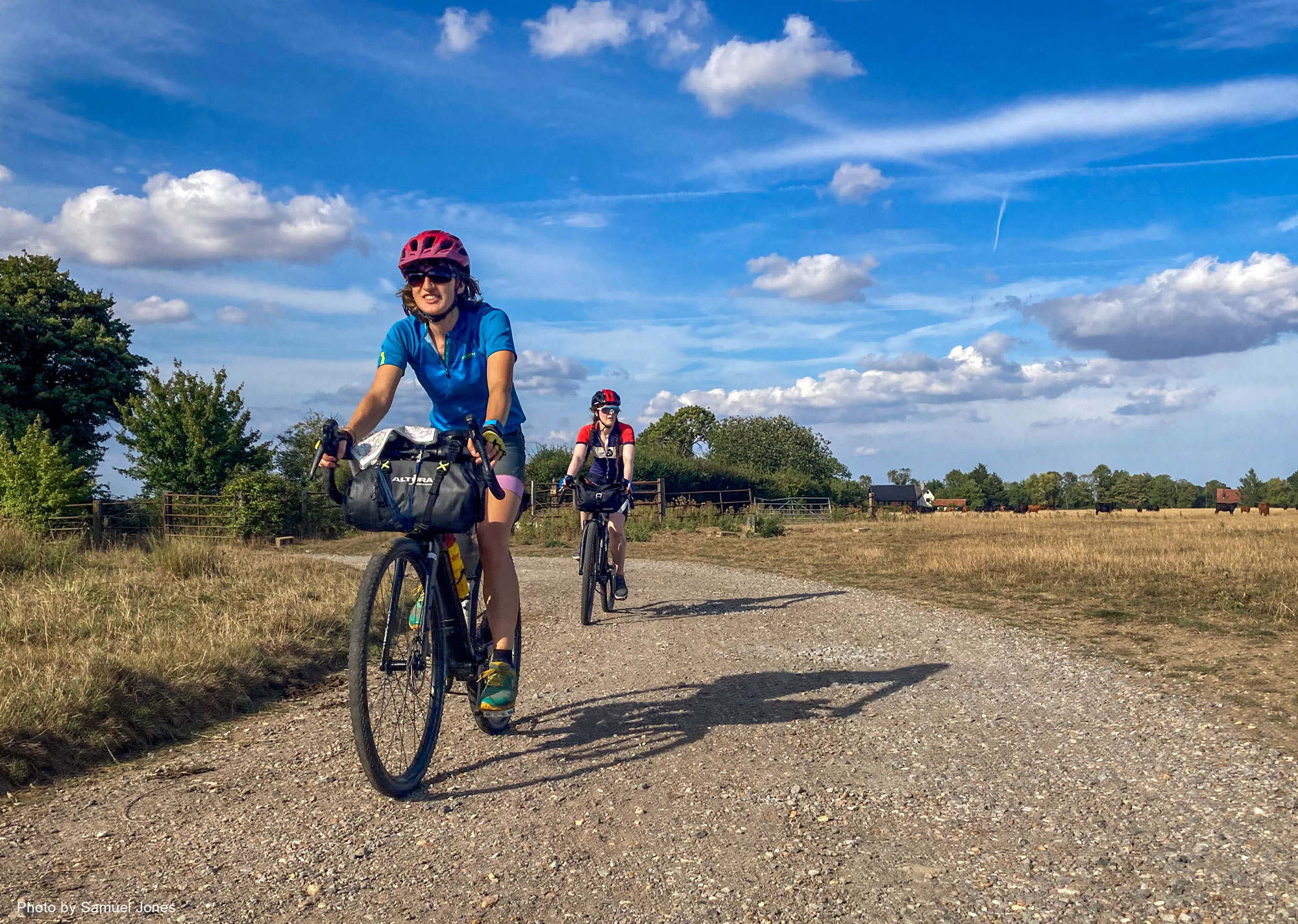 Two cyclists on a gravel trail on Rebellion Way